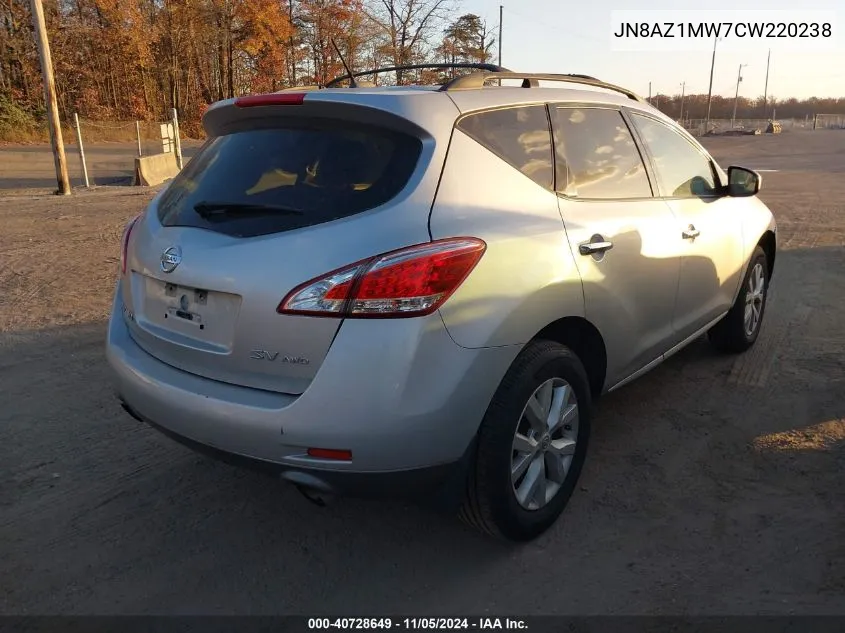 JN8AZ1MW7CW220238 2012 Nissan Murano Sv