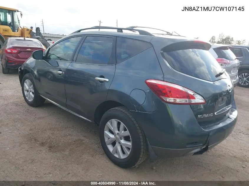 2012 Nissan Murano Sv VIN: JN8AZ1MU7CW107145 Lot: 40804990