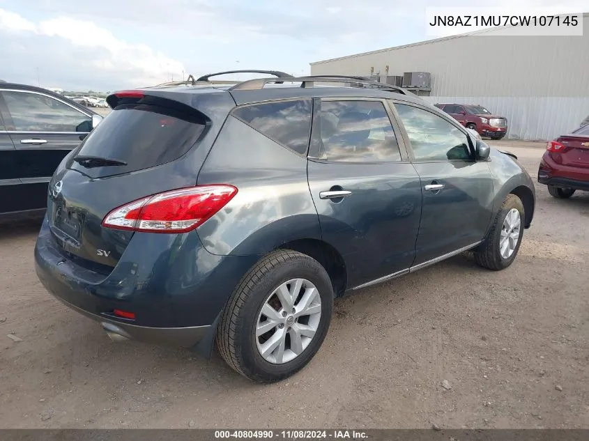 2012 Nissan Murano Sv VIN: JN8AZ1MU7CW107145 Lot: 40804990