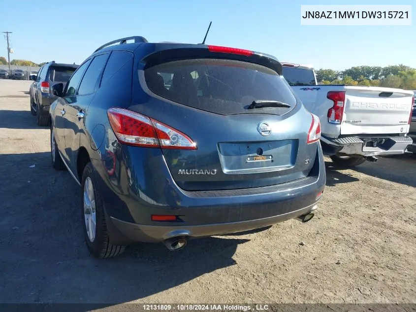 2013 Nissan Murano S/Sl/Le VIN: JN8AZ1MW1DW315721 Lot: 12131809