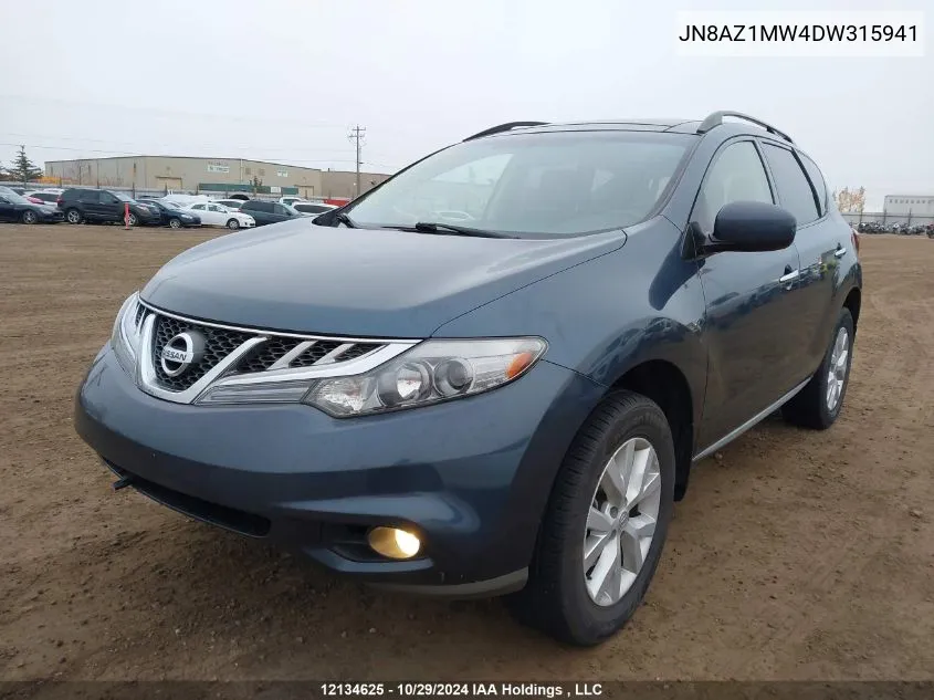 2013 Nissan Murano S/Sl/Le VIN: JN8AZ1MW4DW315941 Lot: 12134625