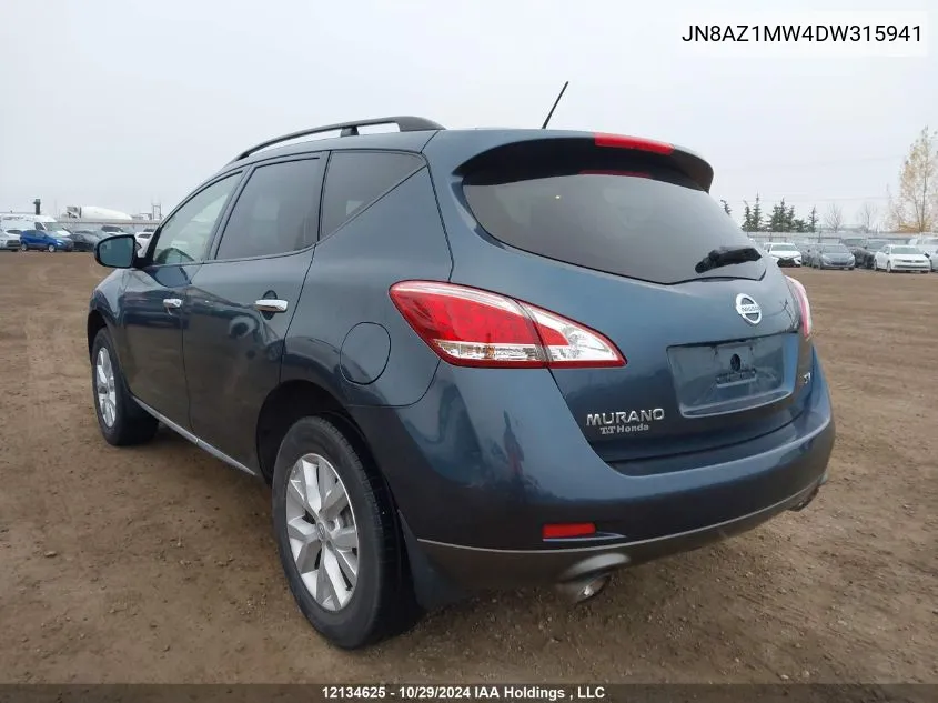 2013 Nissan Murano S/Sl/Le VIN: JN8AZ1MW4DW315941 Lot: 12134625