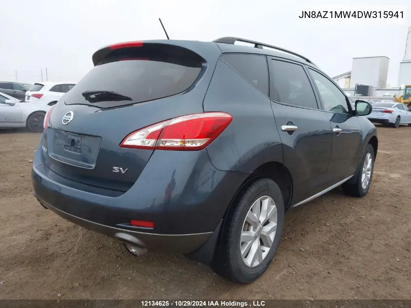 2013 Nissan Murano S/Sl/Le VIN: JN8AZ1MW4DW315941 Lot: 12134625