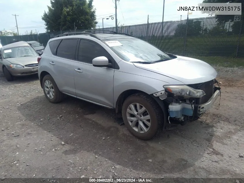 2013 Nissan Murano Sl VIN: JN8AZ1MW0DW315175 Lot: 39482282