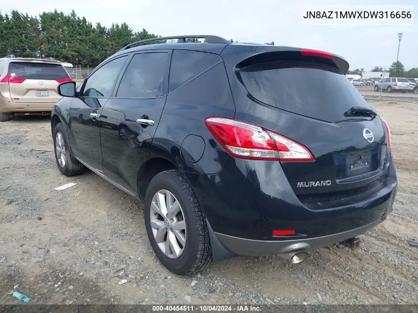 2013 Nissan Murano Sl VIN: JN8AZ1MWXDW316656 Lot: 40454511