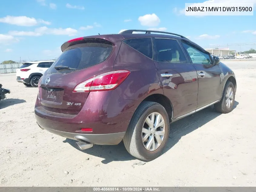 2013 Nissan Murano Sv VIN: JN8AZ1MW1DW315900 Lot: 40569814