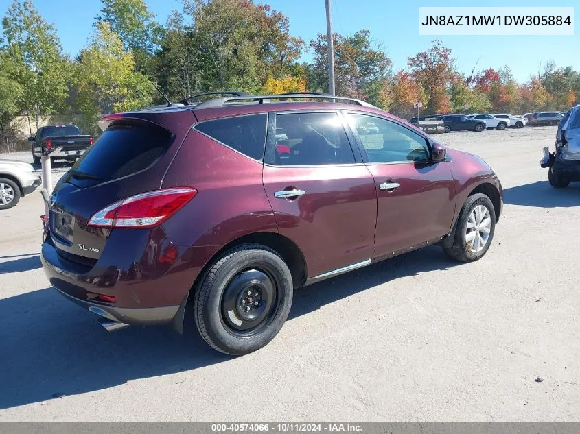 2013 Nissan Murano Sl VIN: JN8AZ1MW1DW305884 Lot: 40574066