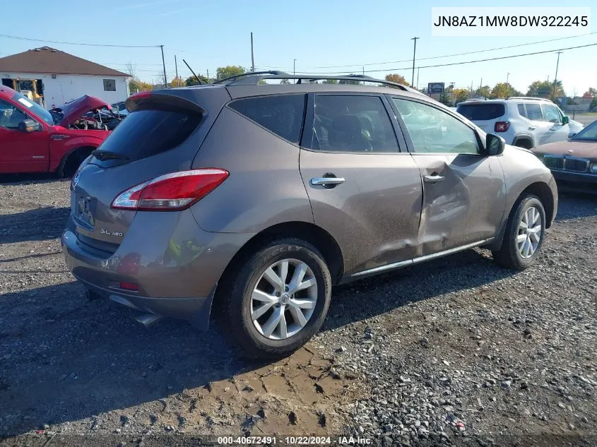 2013 Nissan Murano Sl VIN: JN8AZ1MW8DW322245 Lot: 40672491