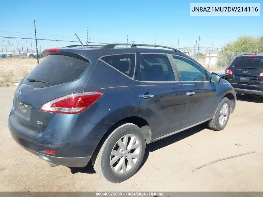 2013 Nissan Murano Sv VIN: JN8AZ1MU7DW214116 Lot: 40672689