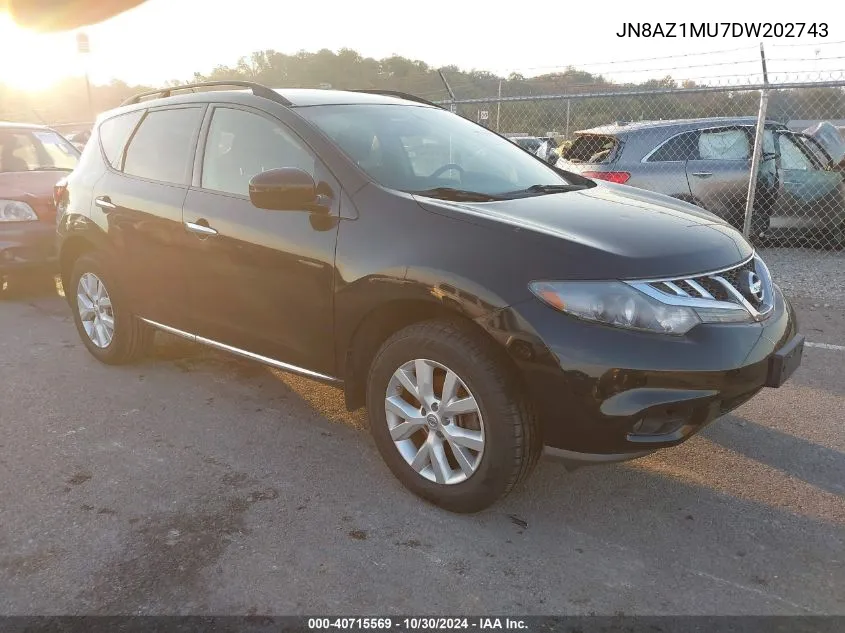 2013 Nissan Murano Sv VIN: JN8AZ1MU7DW202743 Lot: 40715569