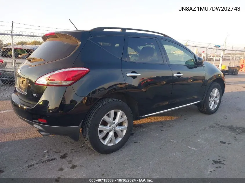 JN8AZ1MU7DW202743 2013 Nissan Murano Sv