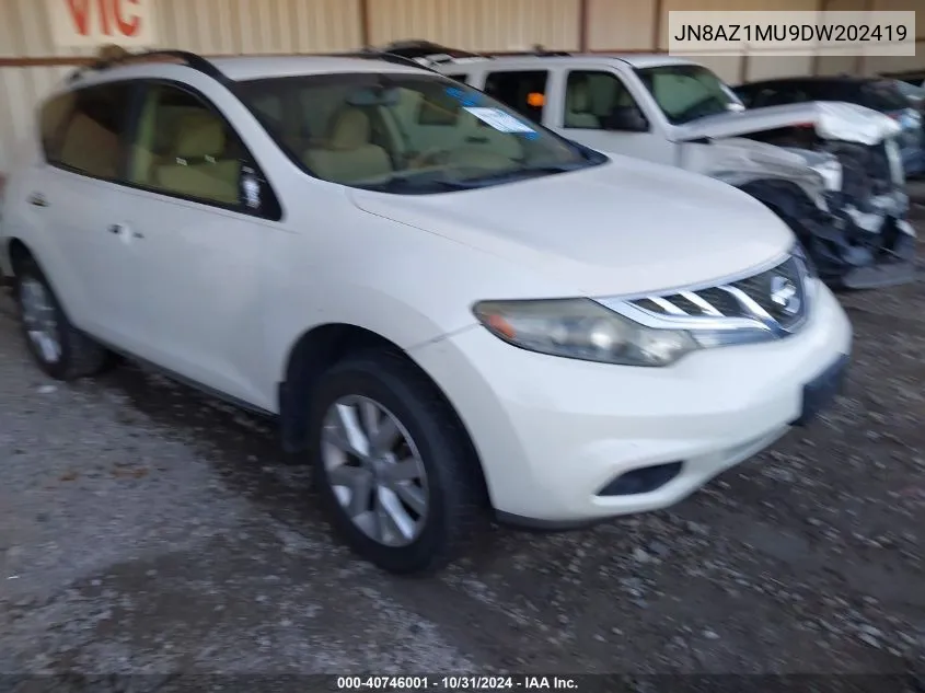 2013 Nissan Murano Sv VIN: JN8AZ1MU9DW202419 Lot: 40746001