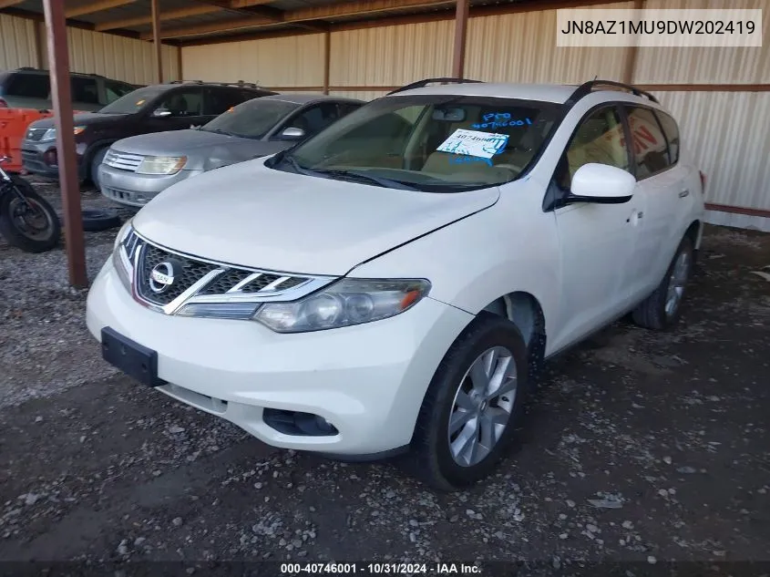 2013 Nissan Murano Sv VIN: JN8AZ1MU9DW202419 Lot: 40746001