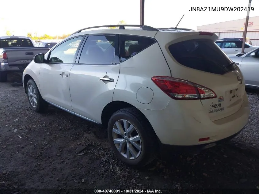 2013 Nissan Murano Sv VIN: JN8AZ1MU9DW202419 Lot: 40746001