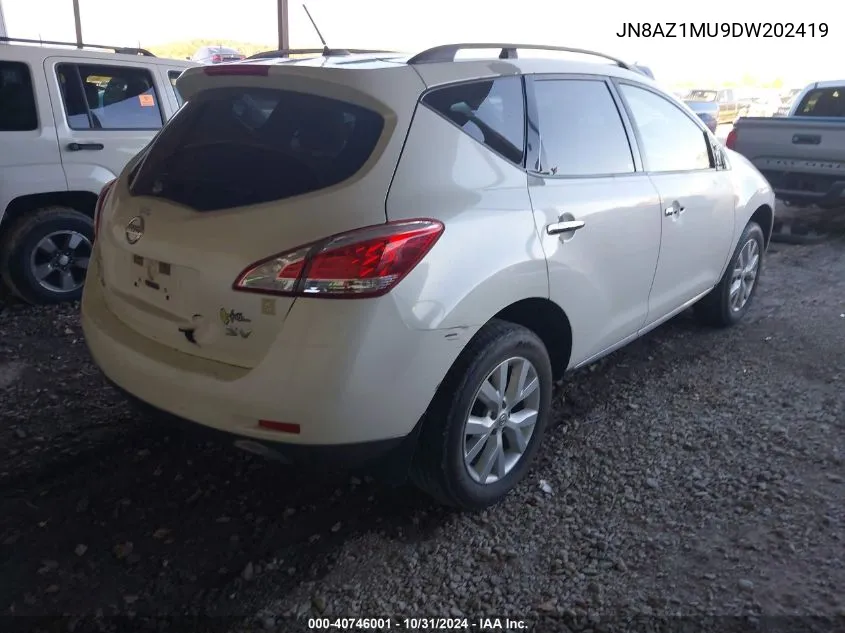 2013 Nissan Murano Sv VIN: JN8AZ1MU9DW202419 Lot: 40746001