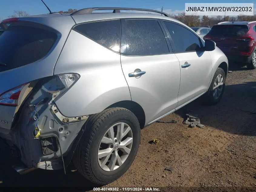 2013 Nissan Murano Sv VIN: JN8AZ1MW2DW322032 Lot: 40749382