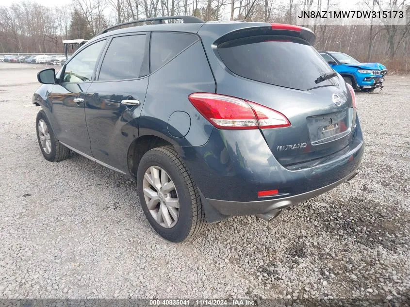 2013 Nissan Murano Sl VIN: JN8AZ1MW7DW315173 Lot: 40835041