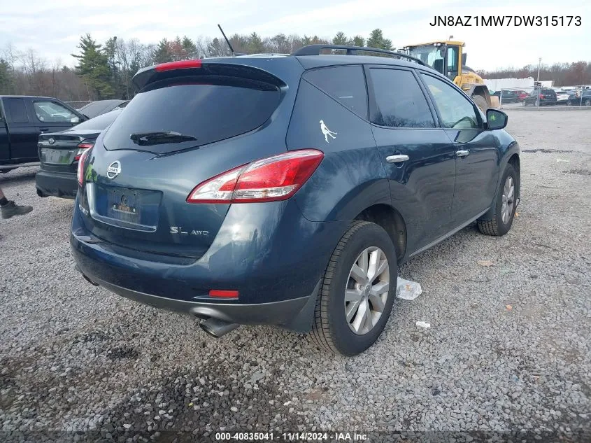 2013 Nissan Murano Sl VIN: JN8AZ1MW7DW315173 Lot: 40835041