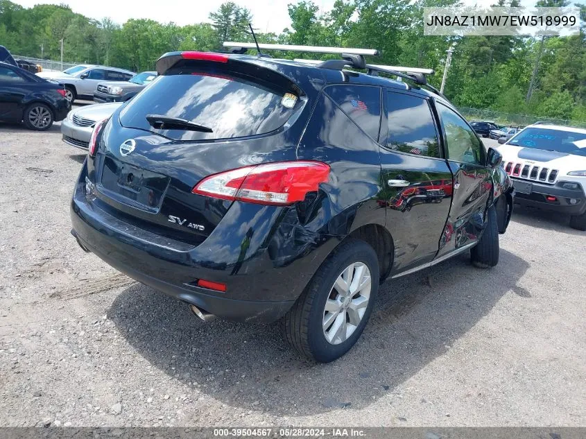 2014 Nissan Murano Sv VIN: JN8AZ1MW7EW518999 Lot: 39504567