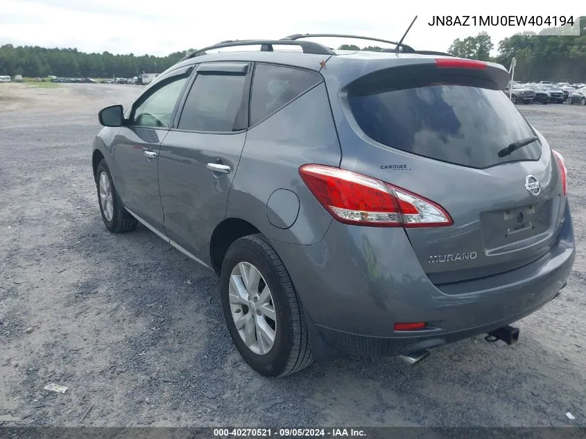 2014 Nissan Murano S/Sl/Sv/Le VIN: JN8AZ1MU0EW404194 Lot: 40270521