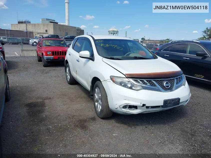 2014 Nissan Murano S VIN: JN8AZ1MW0EW504118 Lot: 40304927