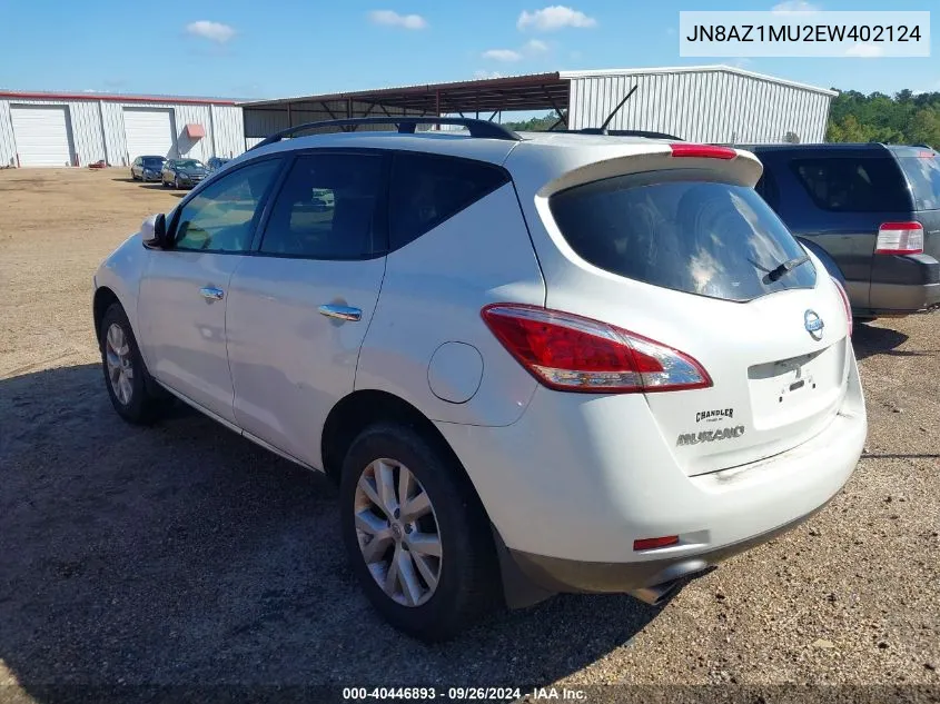 JN8AZ1MU2EW402124 2014 Nissan Murano Sl