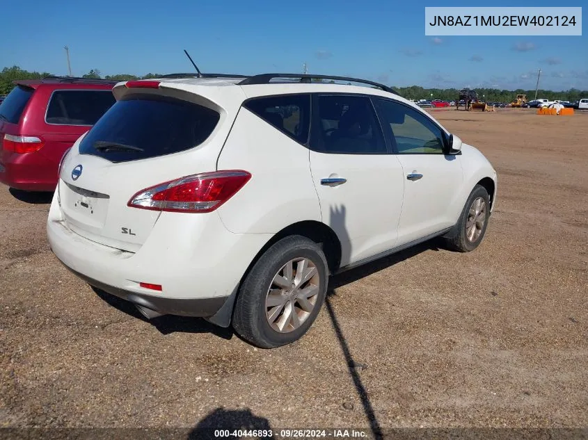 JN8AZ1MU2EW402124 2014 Nissan Murano Sl