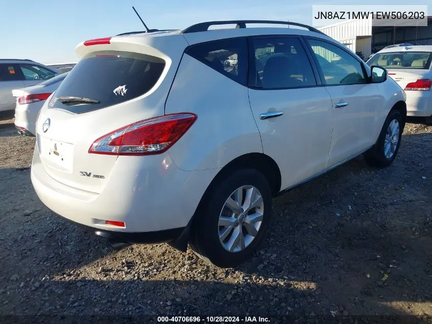 2014 Nissan Murano Sv VIN: JN8AZ1MW1EW506203 Lot: 40706696