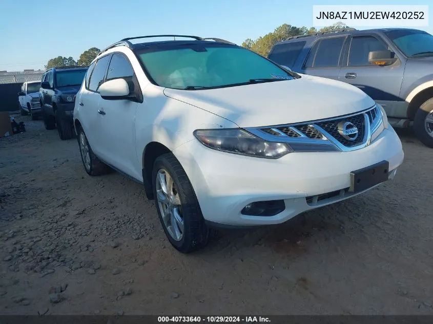 2014 Nissan Murano Le VIN: JN8AZ1MU2EW420252 Lot: 40733640