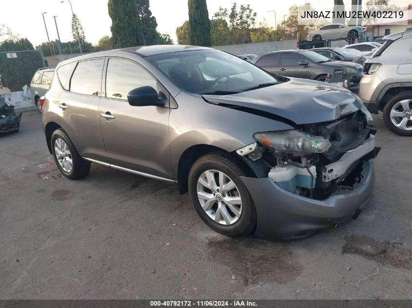 2014 Nissan Murano S VIN: JN8AZ1MU2EW402219 Lot: 40792172