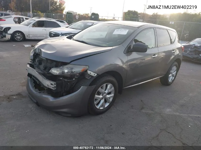 2014 Nissan Murano S VIN: JN8AZ1MU2EW402219 Lot: 40792172