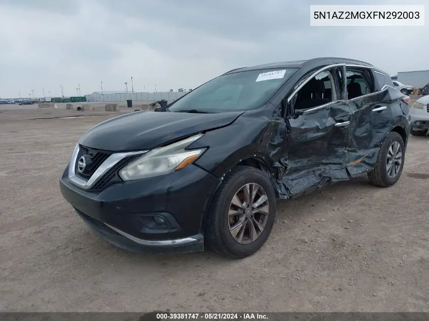 2015 Nissan Murano Sv VIN: 5N1AZ2MGXFN292003 Lot: 39381747