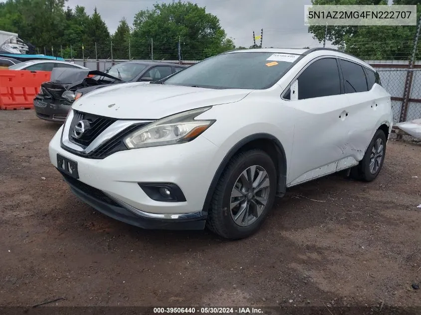 2015 Nissan Murano Sv VIN: 5N1AZ2MG4FN222707 Lot: 39506440