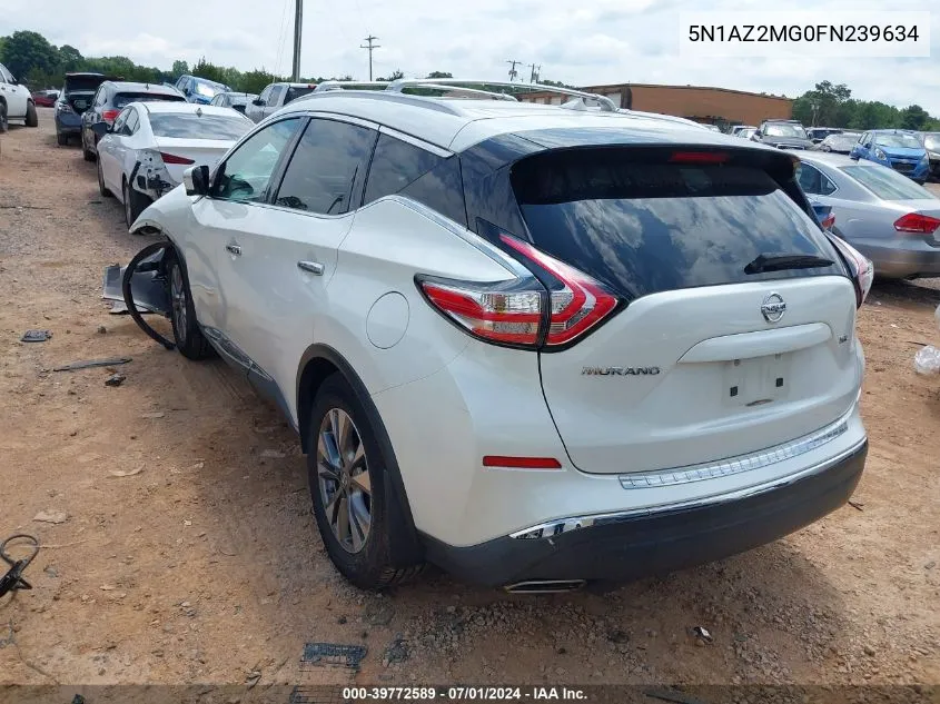 2015 Nissan Murano Sl VIN: 5N1AZ2MG0FN239634 Lot: 39772589