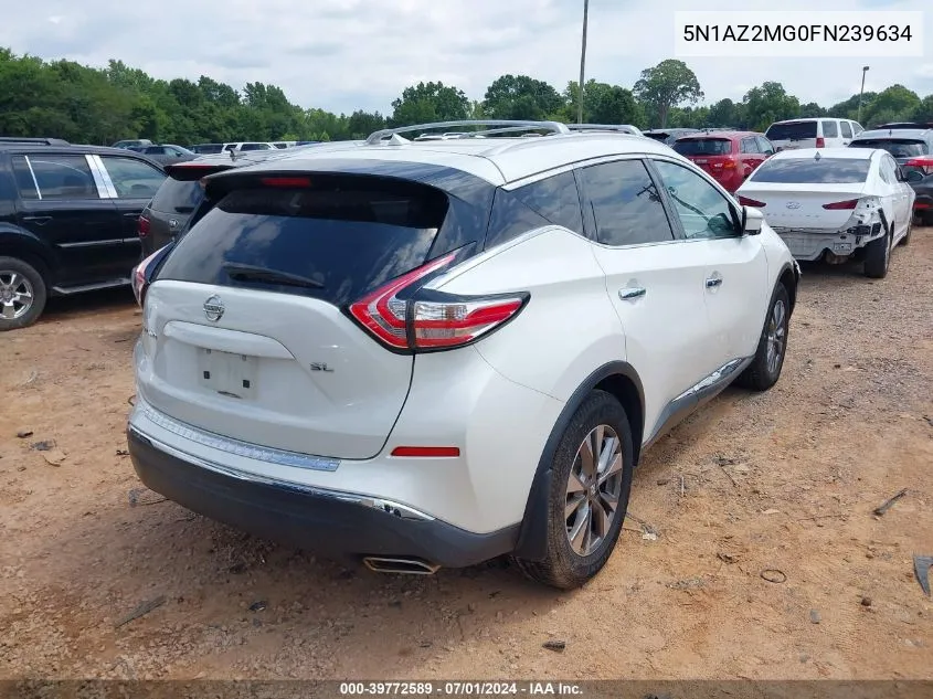 2015 Nissan Murano Sl VIN: 5N1AZ2MG0FN239634 Lot: 39772589