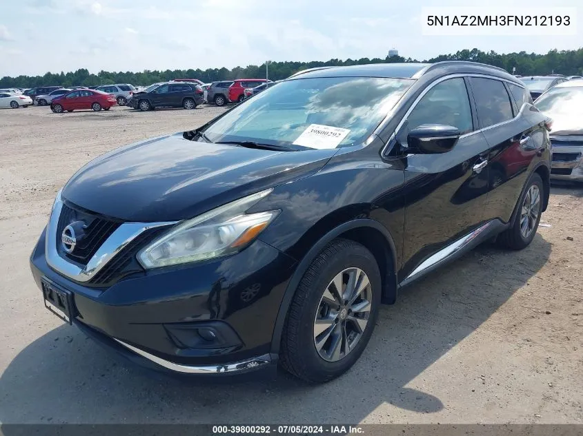 2015 Nissan Murano Sv VIN: 5N1AZ2MH3FN212193 Lot: 39800292