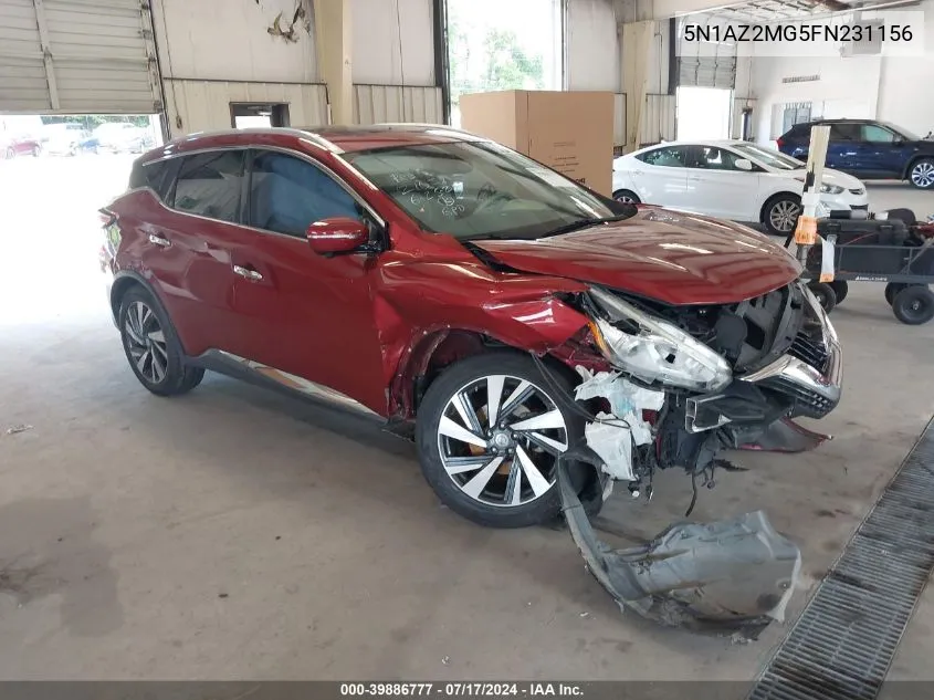 2015 Nissan Murano Platinum VIN: 5N1AZ2MG5FN231156 Lot: 39886777