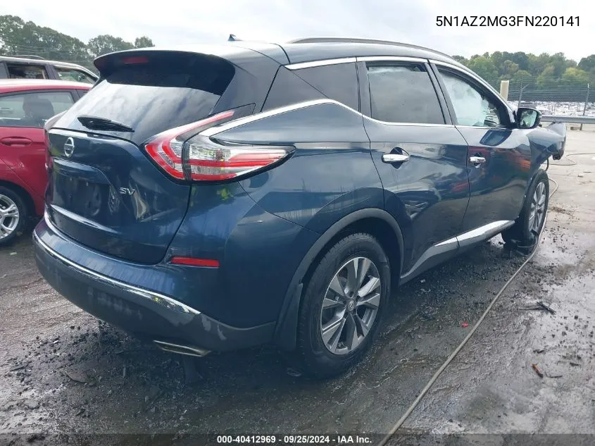 2015 Nissan Murano Sv VIN: 5N1AZ2MG3FN220141 Lot: 40412969