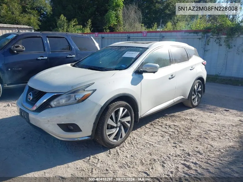 2015 Nissan Murano Platinum VIN: 5N1AZ2MG8FN228008 Lot: 40418297