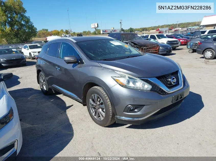 2015 Nissan Murano Sl VIN: 5N1AZ2MG3FN228286 Lot: 40669124