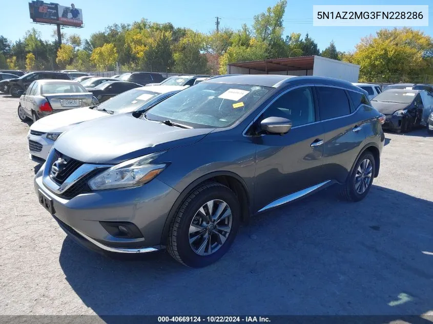 2015 Nissan Murano Sl VIN: 5N1AZ2MG3FN228286 Lot: 40669124