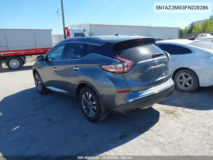 2015 Nissan Murano Sl VIN: 5N1AZ2MG3FN228286 Lot: 40669124