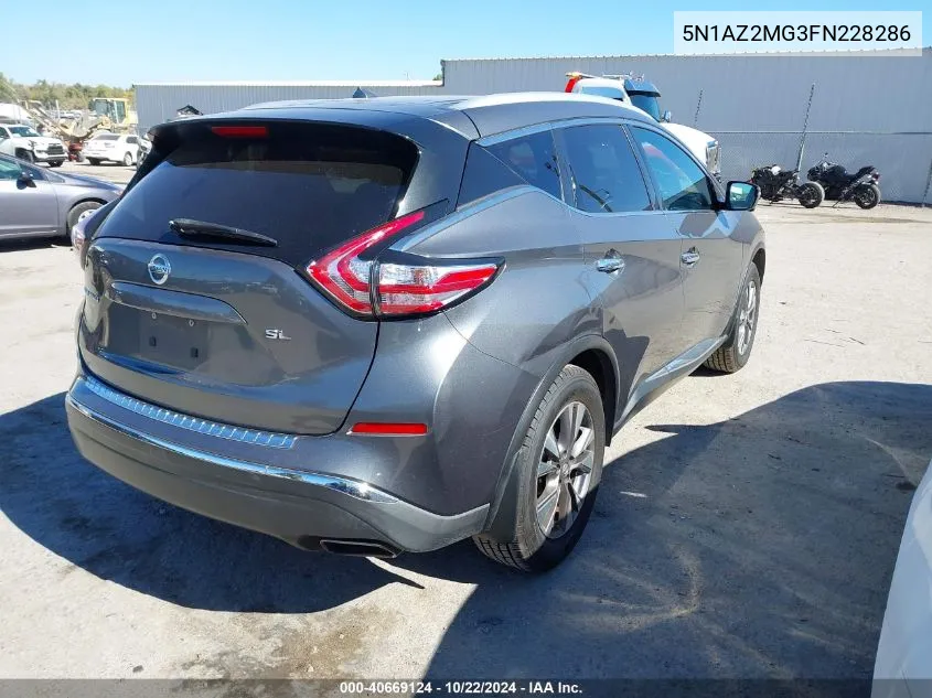 2015 Nissan Murano Sl VIN: 5N1AZ2MG3FN228286 Lot: 40669124