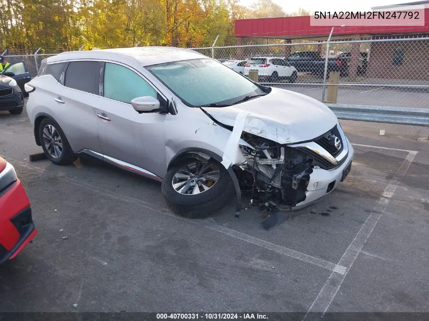 2015 Nissan Murano Sl VIN: 5N1A22MH2FN247792 Lot: 40700331