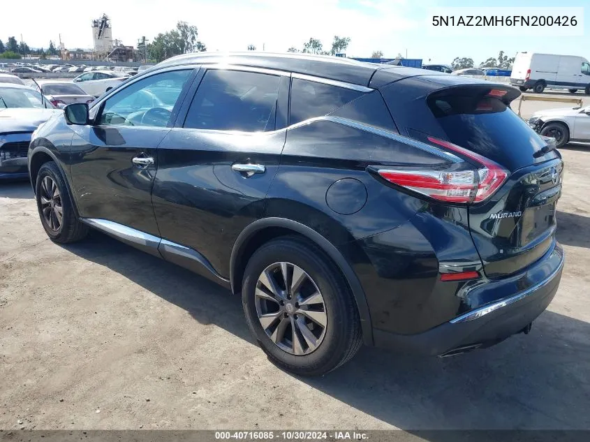 2015 Nissan Murano Sl VIN: 5N1AZ2MH6FN200426 Lot: 40716085