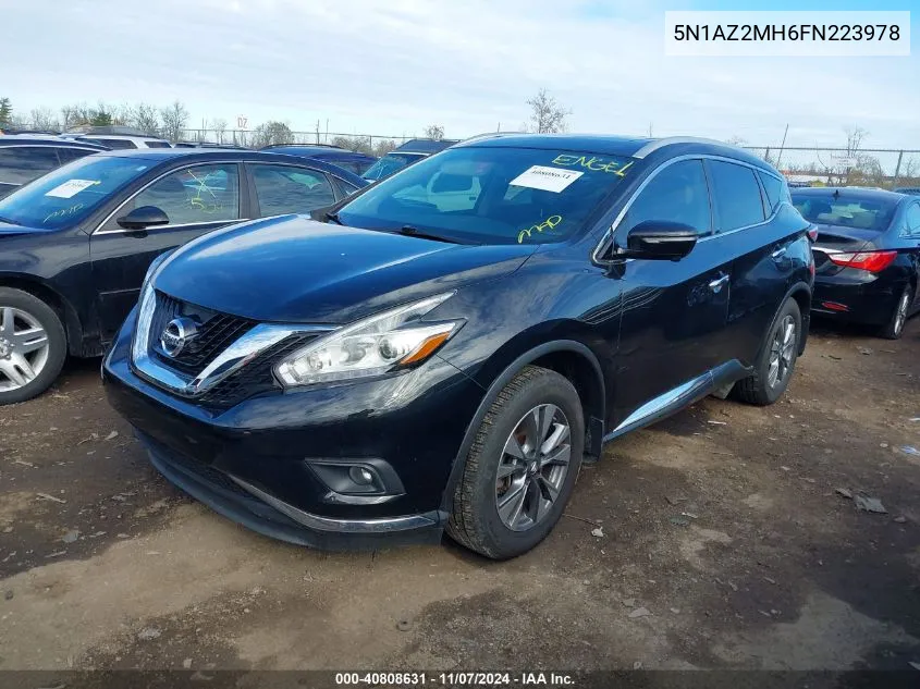 2015 Nissan Murano Sl VIN: 5N1AZ2MH6FN223978 Lot: 40808631