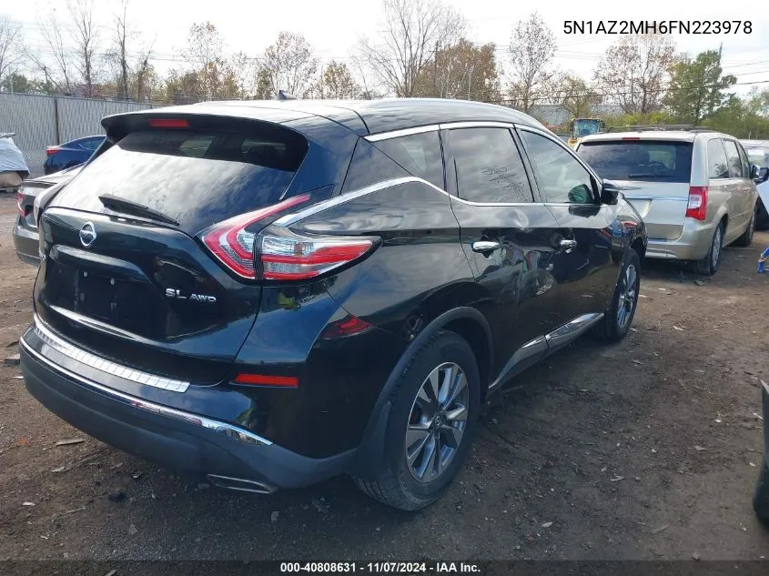 2015 Nissan Murano Sl VIN: 5N1AZ2MH6FN223978 Lot: 40808631