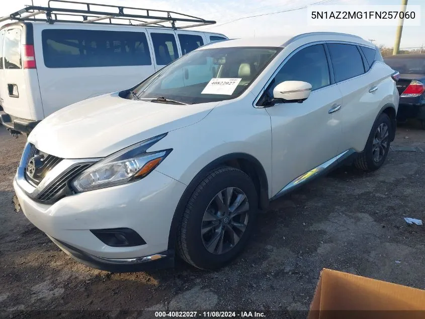 2015 Nissan Murano Sl VIN: 5N1AZ2MG1FN257060 Lot: 40822027