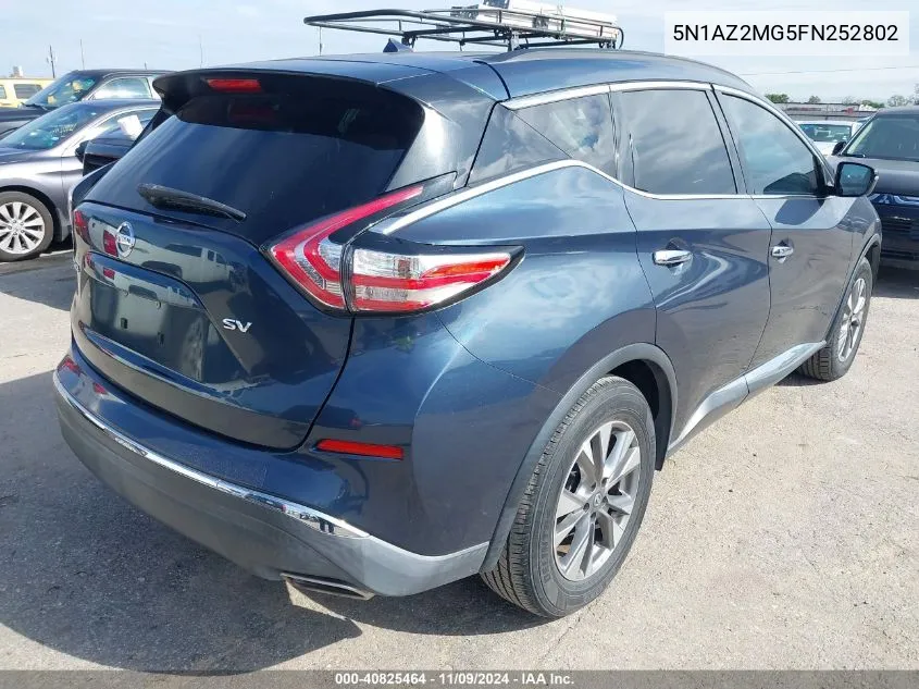 2015 Nissan Murano Sv VIN: 5N1AZ2MG5FN252802 Lot: 40825464