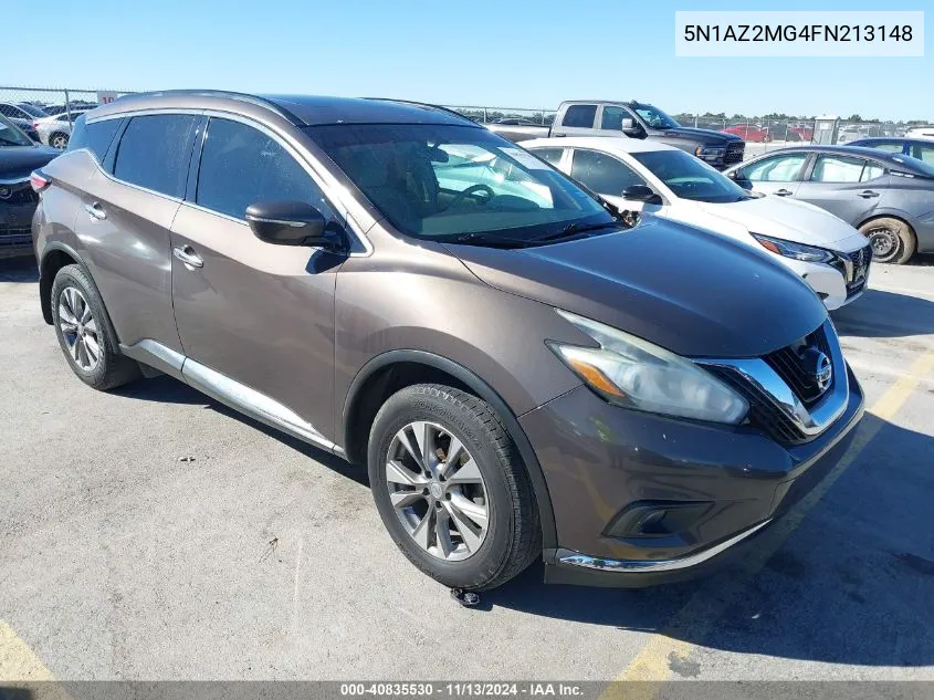 2015 Nissan Murano Sv VIN: 5N1AZ2MG4FN213148 Lot: 40835530